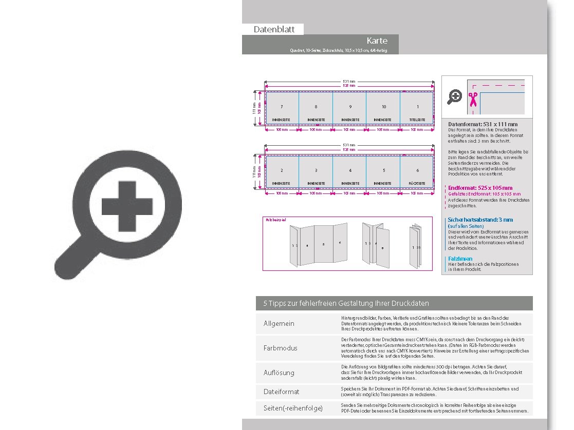 Product Bild trauerkarte__gefalzt_auf_quadrat_10_5_cm_x_10_5_cm__vertikaler_zickzackfalz__10-seitig
